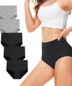 Culotte Femme TUHAW Lot de 5 OEKO-TEX STANDARD 100 Coton Elasticité Taille Haute Slips