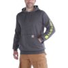 Carhartt Midweight Sleeve Logo Hooded Sweatshirt Capuche pour Homme - XL - Carbon Heather - Chaude et Comfortable - Swea