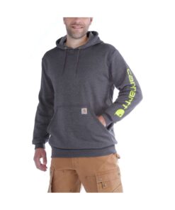 Carhartt Midweight Sleeve Logo Hooded Sweatshirt Capuche pour Homme - XL - Carbon Heather - Chaude et Comfortable - Swea