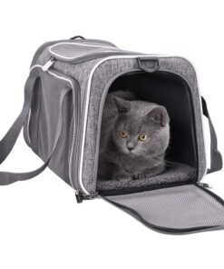 Sac de Transport pour Chat de Taille Moyenne Practique et Sécuritaire, Pliable et Anti-Fugue