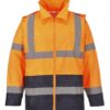 Portwest Veste de pluie Hi-Vis, couleur orange/marine, taille L
