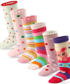 Cottock Chaussettes Hautes Anti Dérapant Bébé Fille Coton ABS, Chaussettes Filles Anti Dérapantes, Chaussettes Bébé Fill