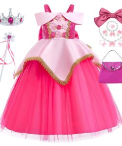Costume de Princesse Aurora pour Enfant Noël et Carnaval [-New Front Fille La Belle au Bois Dormant-] Robe de Soirée Acc