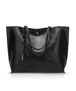 NICOLE & DORIS Grand Sac à Main Cabas en Cuir PU Mode Noir pour Femme - Chic et Fonctionnel - 26x30x15 Cm