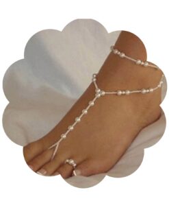 Yheakne Boho Perle Sandale Pieds Nus Bracelet De Cheville Or Perle Anneau Cheville Été Chic Pour Femmes Et Filles