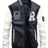 Vogstyle Hommes Vest Casuel Cuir PU Teddy Baseball Blouson avec Doublure Jackets - Mode pour Hommes - Idéal pour le Week