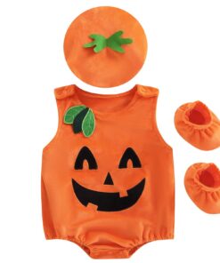 Halloween et Carnaval : Costume Citrouille Bébé pour Filles et Garçons Hifot | Chapeau + Chaussures + Barboteuse