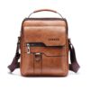 ANPTER Sacoche Homme Vintage Cuir Sacs à Bandoulière Marron pour Voyage Travail Business (Petite Shoulder Bag)