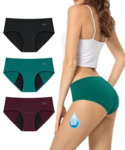 Culottes menstruelles coton femme Oeko-Tex |Comfortable & Durable| Adulte| Maison et Bains| Lavables| Lot de 3| Absorban