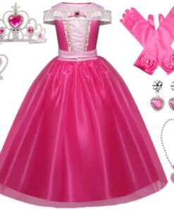 Robe de Princesse Aurore pour Déguisement de la Belle au Bois Dormant avec Accessoires Tulle Maxi pour Fille, Anniversai