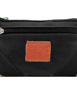 Charmoni Portefeuille Homme Noir - Multi Poches - Fermeture Éclaire - Cuir Vrai - Accessoire Mode Homme