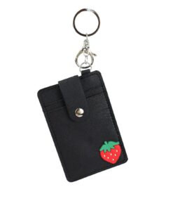 Porte-Carte Femme Mince Imperméable avec 2 Fentes pour Cartes et 1 Fenêtre pour Photos (Noir) Porte-Carte Bancaire Fem