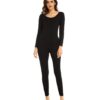 Mcilia Ensemble de sous-vêtements thermiques ultra-mincesModal rond pour femmes - Base layer top et bas