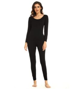 Mcilia Ensemble de sous-vêtements thermiques ultra-mincesModal rond pour femmes - Base layer top et bas