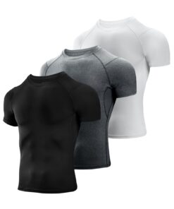 Niksa 3 Pack Compression Tee Shirt Homme Jogging Fitness Gym pour Hommes