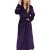 ZFSOCK Peignoir Long Femme à Capuche Flanelle Douce et Épaisse Chaleur Hiver Enceinte Noël OEKO-TEX STANDARD 100