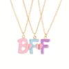 Hifot 3 Pièces Chaine Or Collier Femme Best Friends pour 3 Filles - Lettre bff Coeur Separable Pendentif pour Soeur Frie