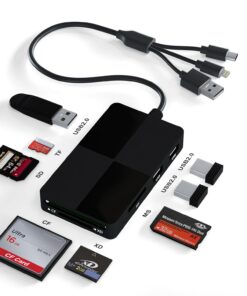 Lecteur de carte mémoire Memory Stick pro Duo - Compatible SD/TF/MS/CF/XD 8 en 1, 3 ports USB |0, connecteur 3 en 1 (Lig