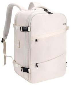 Sac à dos de voyage HOMIEE extra large blanc, imperméable avec port de charge USB, pour ordinateur portable et avion
