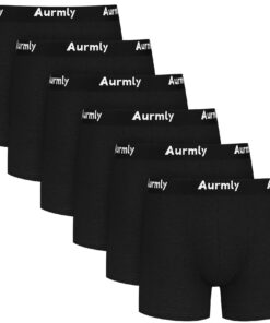 Aurmly Lot de 6 Boxers Hommes Coton Respirants Confortables Rétros Élastique Couleurs Classiques