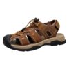 Chaussures de plage d'été pour hommes en cuir noir, respirantes, chaussures décontractées, bottes hautes, skeleton sanda