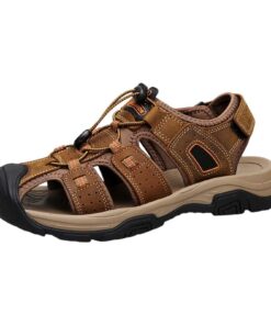 Chaussures de plage d'été pour hommes en cuir noir, respirantes, chaussures décontractées, bottes hautes, skeleton sanda