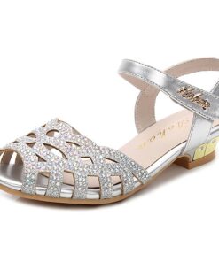 New front Sandales Talon Haut Bout Ouvert Chaussures pour Fille Déguisement Princesse Cendrillon Haute Qualité Quart à D