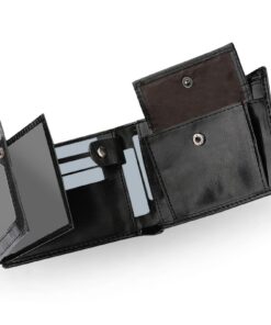 Grande Capacité Portefeuille Homme Grande Capacité Noir Wallet Leather Travail et Affaires