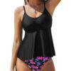 CUPSHE Tankini femme maillot bain deux pièces rond col réglable bretelles Ourlet volants