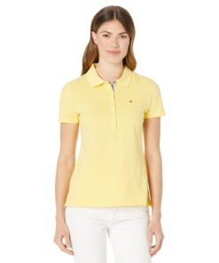 Tommy Hilfiger Polo Femme T-Shirt Uni avec Manches Courtes - Vêtements Mode pour Femmes Styles Classiques