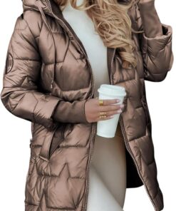 Minetom Manteau femme hiver matelassé chaud zippé avec poches