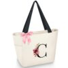 Vavabox Sac Cabas Personnalisé avec Initiale A-Z, Cadeau Imperméable pour Femmes