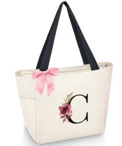 Vavabox Sac Cabas Personnalisé avec Initiale A-Z, Cadeau Imperméable pour Femmes