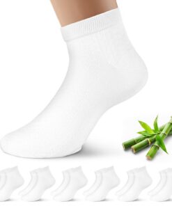 PRAOAHEI Lot de 6 paires de chaussettes en bambou confortables pour homme - Chaussettes diabétiques respirantes - Idéale