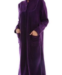 Robe de chambre Lady Olga en polaire pour femmes - Violet - Taille 48 - Chaude et confortable