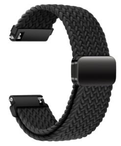Bracelet en nylon 22 mm régulier par magnétisme pour homme et femme noir