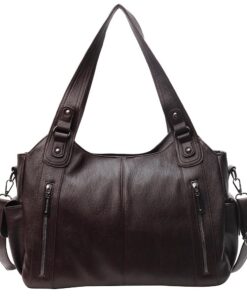 Generisch Sac à main pour femme en cuir souple vintage marron grand sac de shopping pour le travail et les voyages