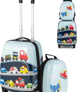 Valise en enfant SOARS 16", Valise de 12" à dos, adaptée aux enfants de 3 à 10 ans, avec roulettes, poignée réglable et
