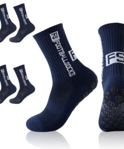 WUMZIRA chaussettes antidérapantes foot homme femme 39-46 - résistantes et respirantes - anti-ampoules - bleu marine