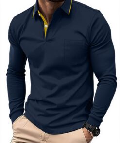 JACKETOWN Polo à Manches Longues Respirant pour Homme en Automne-Hiver JACKETOWN Polo de Golf Patte de Boutonnage pour H