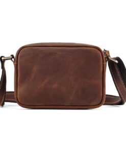 Sacoche FANDARE Véritable Cuir Homme et Femme pour Collège et Travail - Sac Porté Epaule Business Brun