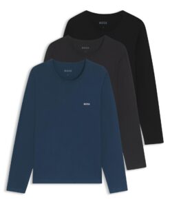 BOSS Hommes LSShirtRN 3P Classic Lot de Trois t-Shirts en Coton avec Logos pour Hommes Affairesardashions et Relâchessem