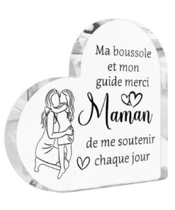 Panneau Acrylique avec Message "Ma Boussole et Mon Guide Merci Maman" – Cadeau Décoratif pour Table ou Étagère Panneau