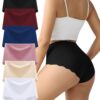 TDONE Lot de 6 culottes sans couture respirantes femme taille haute confortables anti-humidité couverture complète