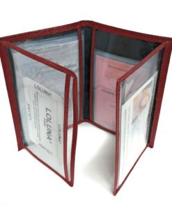 LOLUNA Etui Carte Grise en Cuir - Identité et Assurance pour Voiture - 4 Volets - Homme et Femme - Rouge