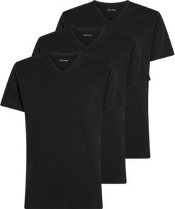 Calvin Klein T-Shirts Manches Courtes Lot de 3 Homme avec Col en V - Taille M - Blanc - Mode Été - Polyester - Recherche