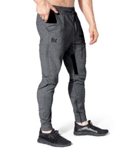Pantalon jogging hommeBrokig coton avec poches zippées fitness