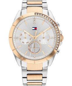 Tommy Hilfiger Montre Analogique Multifonction à Quartz pour Femme - Bracelet en Acier Inoxydable Or/Argent - Élégant et
