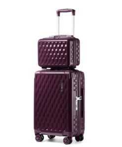 Valise cabine JUNYAO VioletligersèrieABS+PC TSA Lock Set Bagages 55cm Cabine Lot de 2 Valises Élégantes.Valise cabine JU