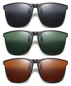 BDSHUNBF 3 Pièces Clip Lunettes de Soleil Polarisées pour Hommes et Femmes - Idéaux pour les Activités Extérieures - Con